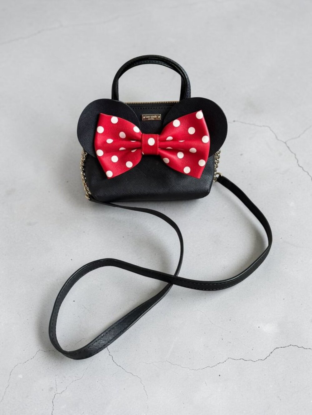 KATE SPADE x Minnie Mouse Disney Black Saffiano Leather Crossbody Bag